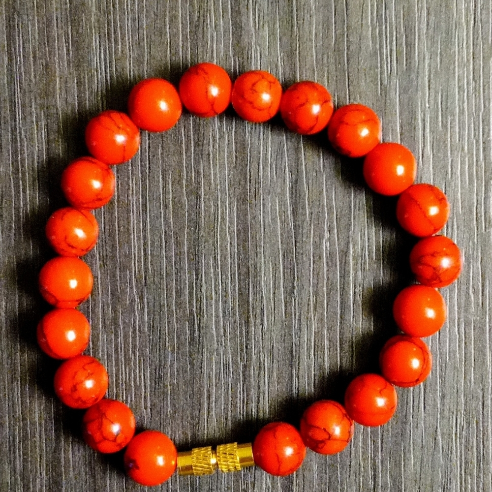 Red Turquoise Handmade Natural Gemstone Bracelet